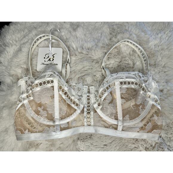 Honey Birdette MOLLY🤍 White Lace Floral 2 Piece Set 34DD & Medium Brief - Picture 4 of 10